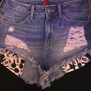 H&M Divided Disney Collection Distressed Shorts